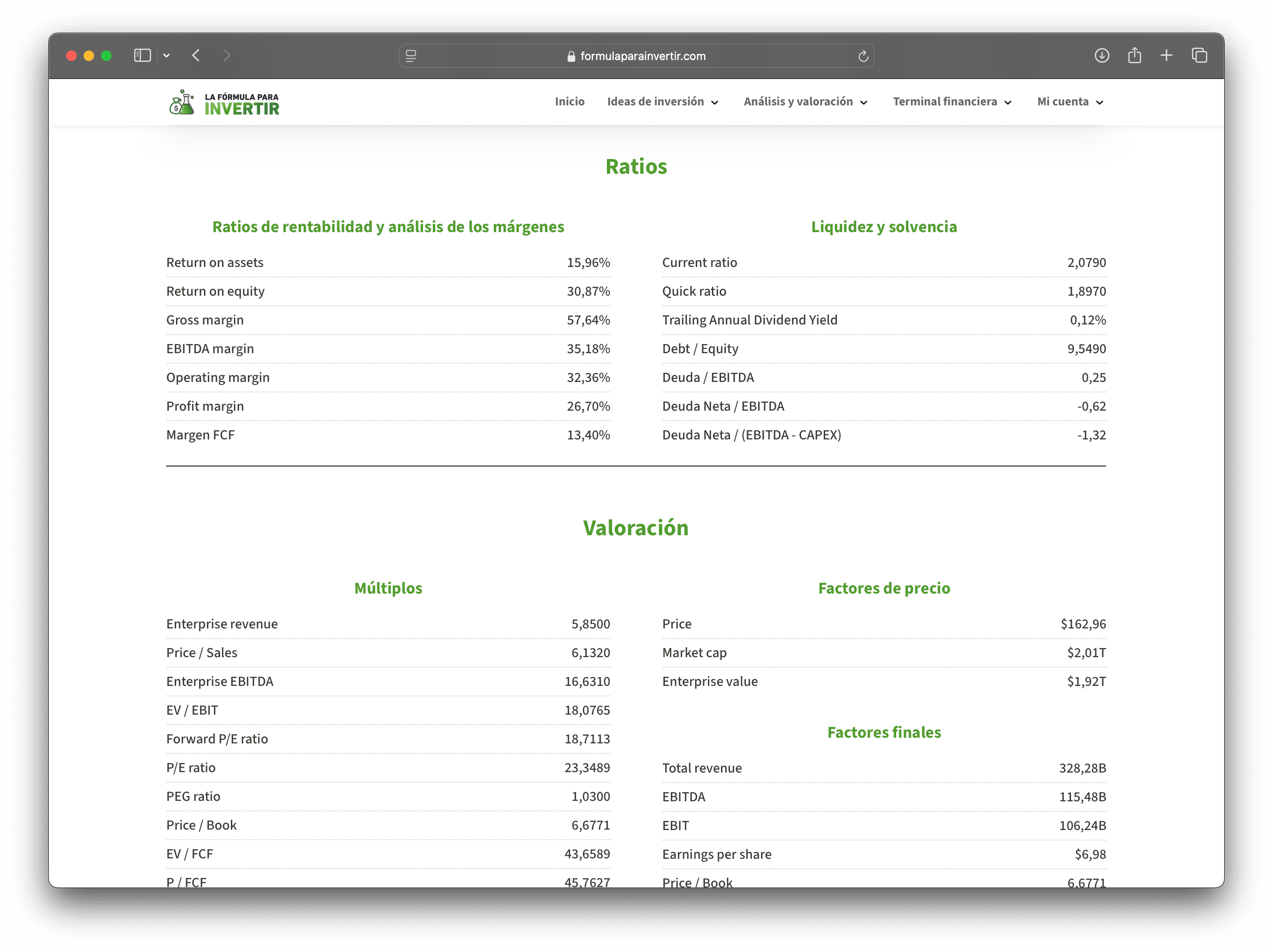 Mockup Terminal financiera