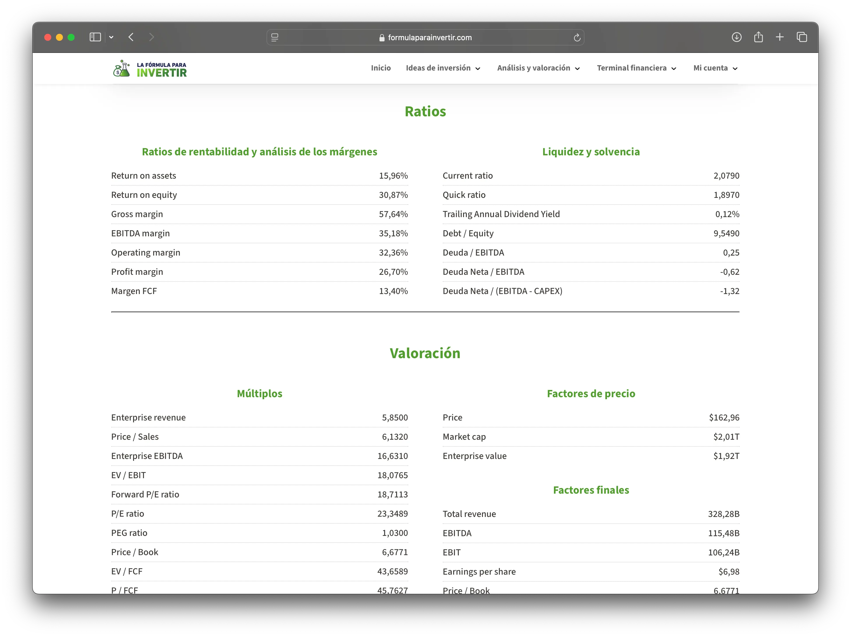 Mockup Terminal financiera